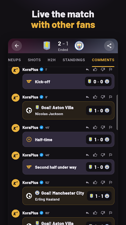 Capture d'écran de l'app KoraPlus 7